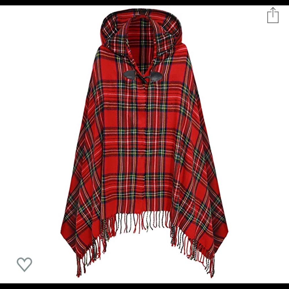 Red plaid poncho